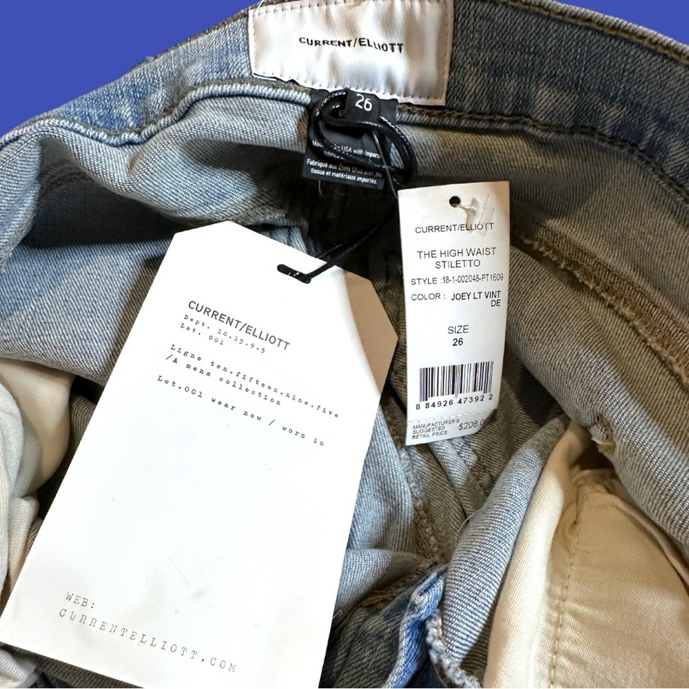 NWT Current/Elliot Stiletto High-Rise Skinny Jeans in Joey Light Vintage. Sz 26 - Picture 14 of 16